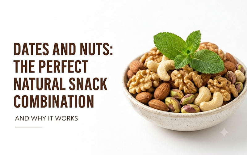 Dates and nuts perfect snack combination Ajwa Medjool cashews almonds walnuts PRESTIGIOUS